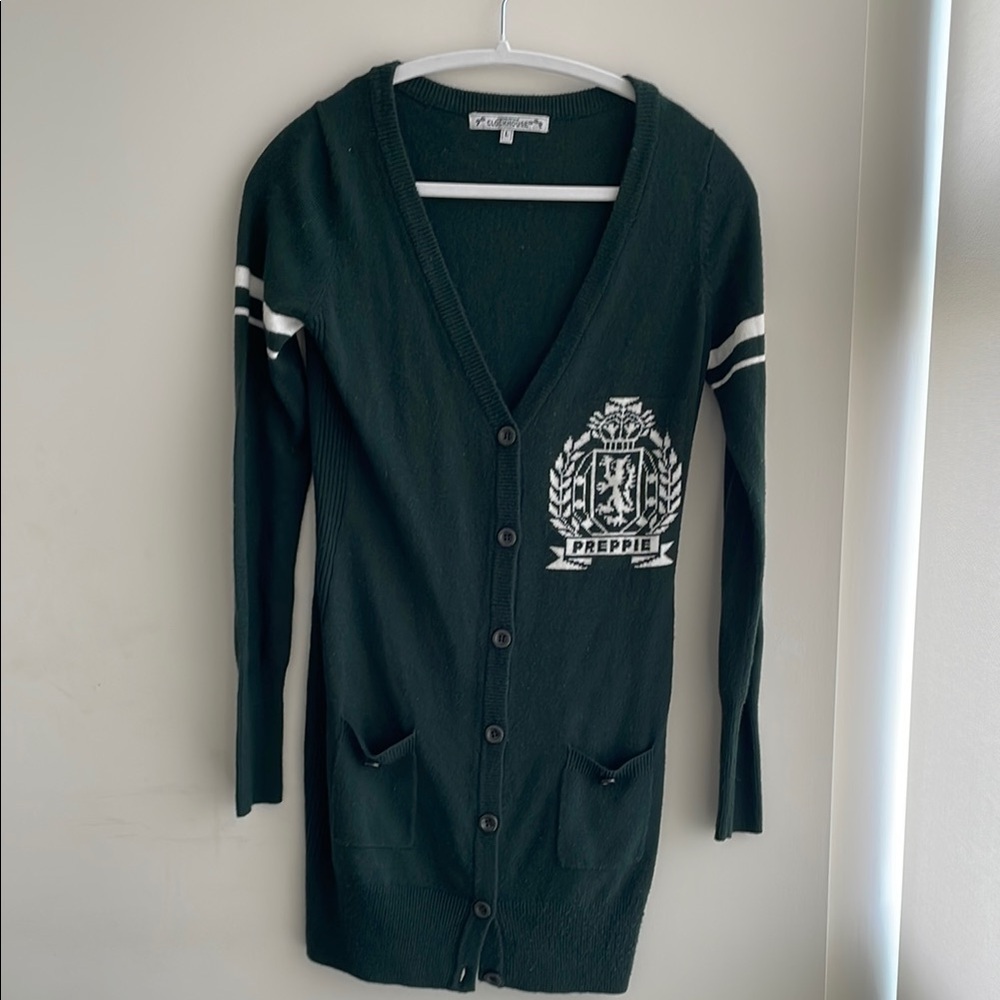 Women's Dark Green Long Cardigan Sweater